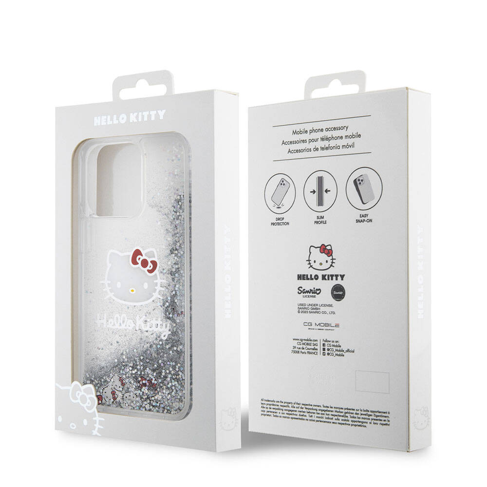 Apple iPhone 15 Uyumlu Pro Uyumlu Max Uyumlu Kılıf Hello Kitty Orjinal Lisanslı İkonik Sıvılı Glitter Kapak - 7