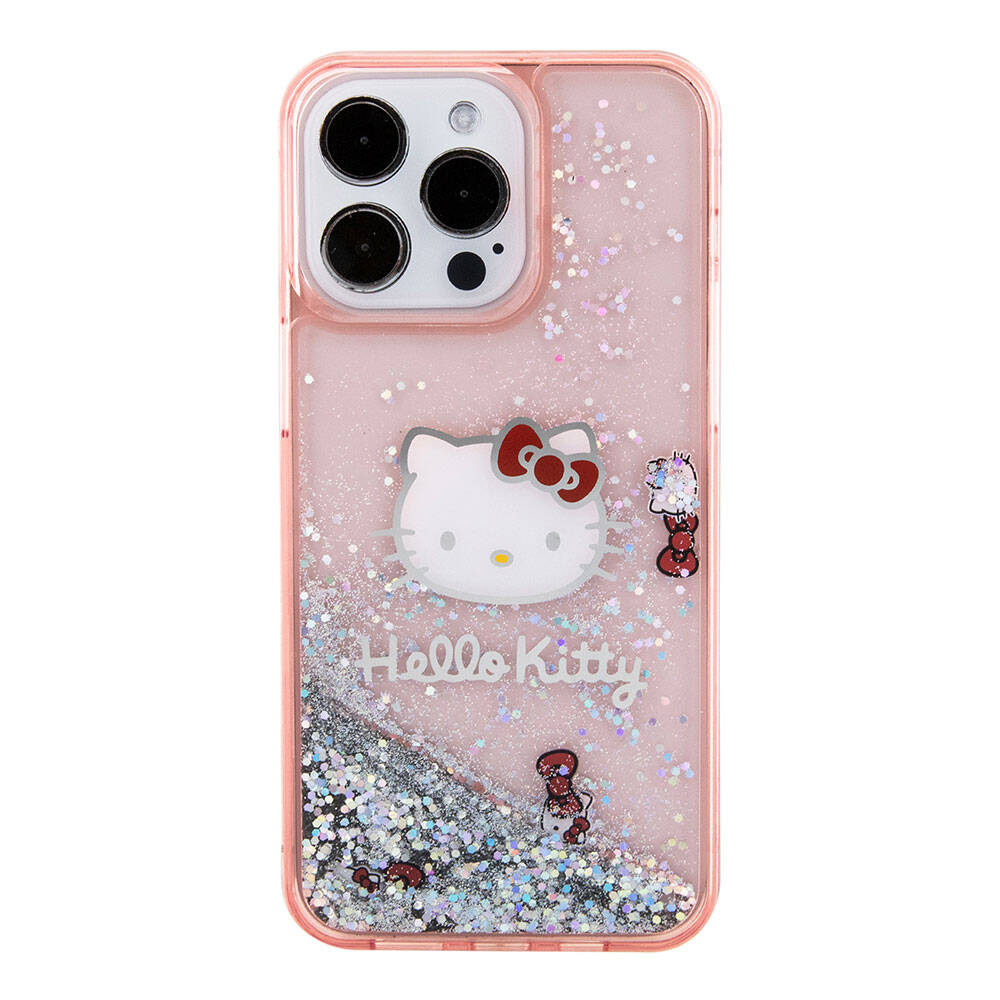 Apple iPhone 15 Uyumlu Pro Uyumlu Max Uyumlu Kılıf Hello Kitty Orjinal Lisanslı İkonik Sıvılı Glitter Kapak - 9