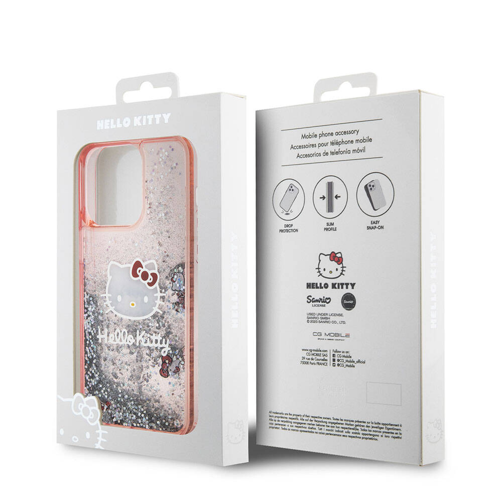 Apple iPhone 15 Uyumlu Pro Uyumlu Max Uyumlu Kılıf Hello Kitty Orjinal Lisanslı İkonik Sıvılı Glitter Kapak - 14