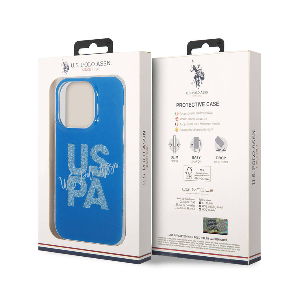Apple iPhone 15 Uyumlu Pro Uyumlu Kılıf U.S. Polo Assn. Orjinal Lisanslı Simli Parlak Alfabe Tasarım Kapak - 14