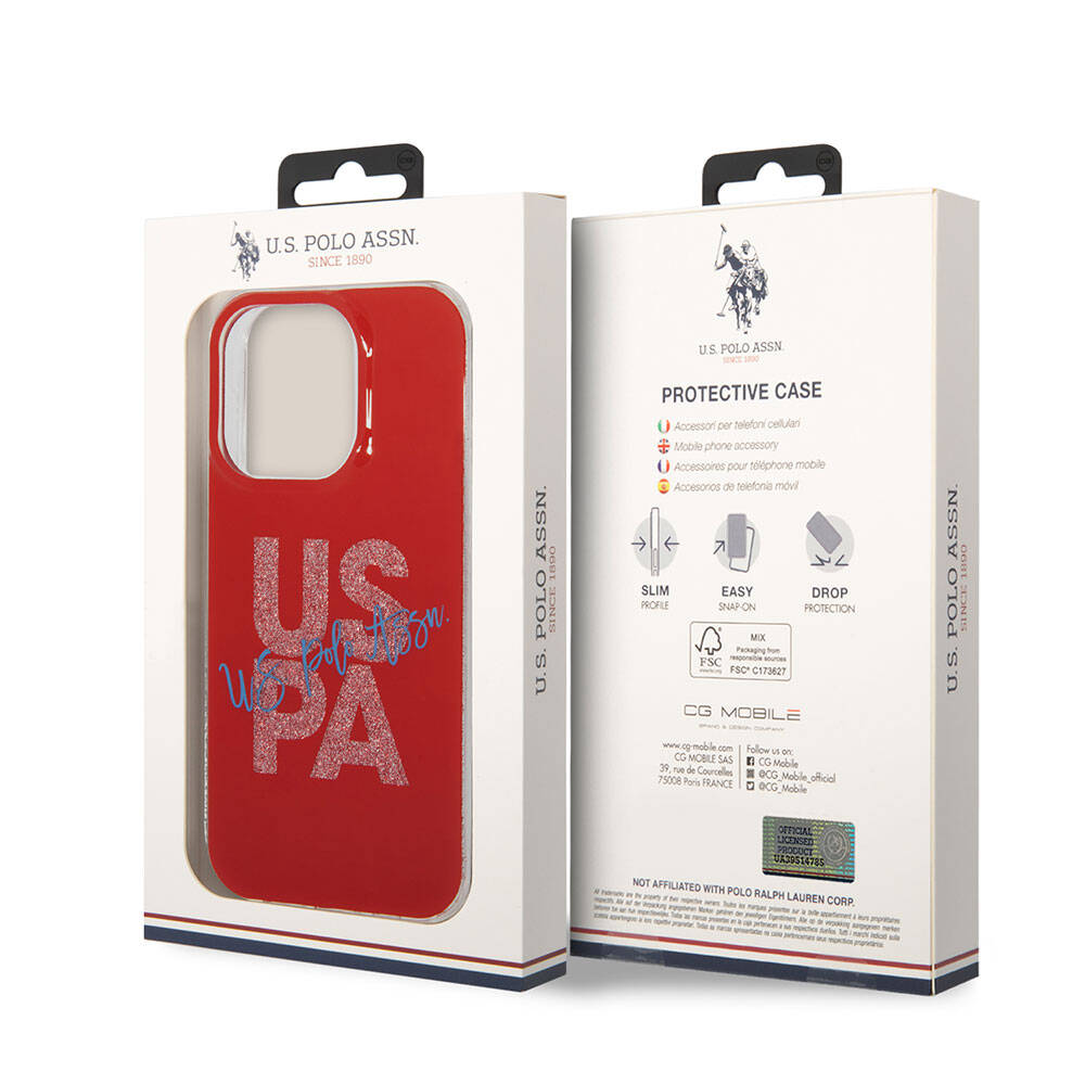 Apple iPhone 15 Uyumlu Pro Uyumlu Kılıf U.S. Polo Assn. Orjinal Lisanslı Simli Parlak Alfabe Tasarım Kapak - 21