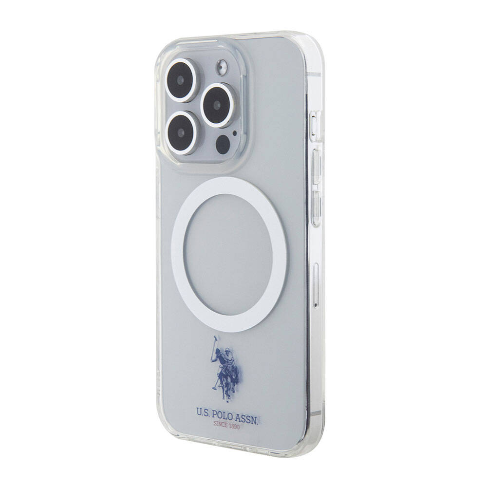 Apple iPhone 15 Uyumlu Pro Uyumlu Kılıf U.S. Polo Assn. Orjinal Lisanslı M-safe Şarj Özellikli Transparan Tasarım Kapak - 22