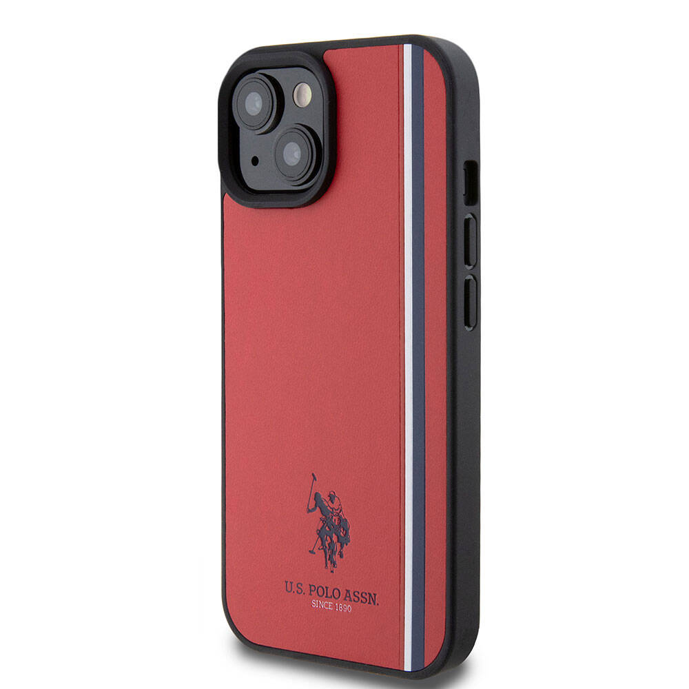 Apple iPhone 15 Uyumlu Kılıf U.S. Polo Assn. Orjinal Lisanslı Üç Renk Şerit Tasarımlı Baskı Logolu Kapak - 15