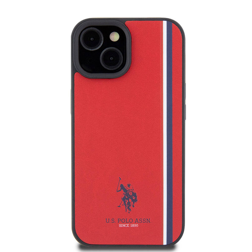 Apple iPhone 15 Uyumlu Kılıf U.S. Polo Assn. Orjinal Lisanslı Üç Renk Şerit Tasarımlı Baskı Logolu Kapak - 16