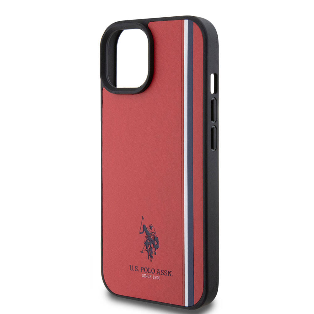 Apple iPhone 15 Uyumlu Kılıf U.S. Polo Assn. Orjinal Lisanslı Üç Renk Şerit Tasarımlı Baskı Logolu Kapak - 19