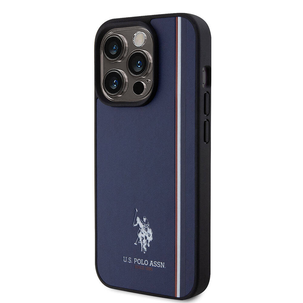 Apple iPhone 15 Uyumlu Pro Uyumlu Kılıf U.S. Polo Assn. Orjinal Lisanslı Üç Renk Şerit Tasarımlı Baskı Logolu Kapak - 1