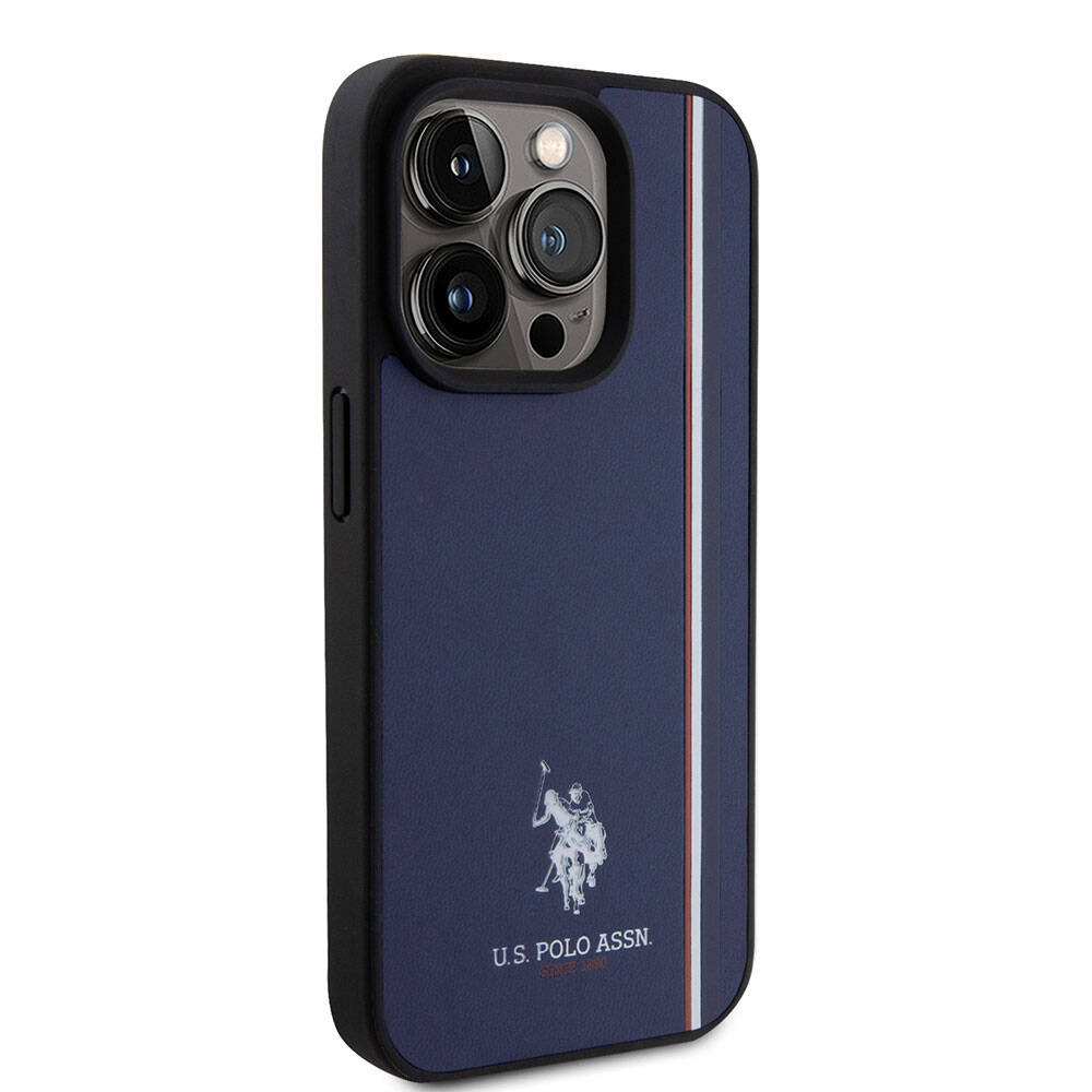 Apple iPhone 15 Uyumlu Pro Uyumlu Kılıf U.S. Polo Assn. Orjinal Lisanslı Üç Renk Şerit Tasarımlı Baskı Logolu Kapak - 3