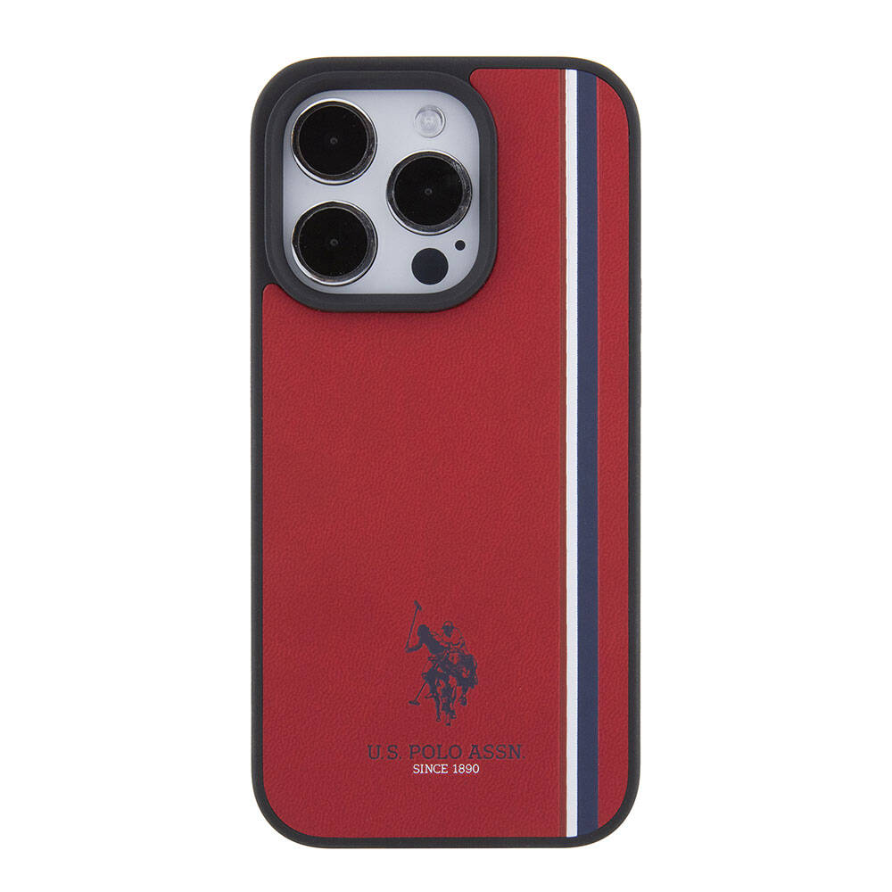Apple iPhone 15 Uyumlu Pro Uyumlu Kılıf U.S. Polo Assn. Orjinal Lisanslı Üç Renk Şerit Tasarımlı Baskı Logolu Kapak - 16
