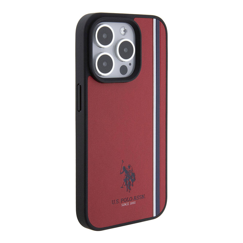Apple iPhone 15 Uyumlu Pro Uyumlu Kılıf U.S. Polo Assn. Orjinal Lisanslı Üç Renk Şerit Tasarımlı Baskı Logolu Kapak - 17