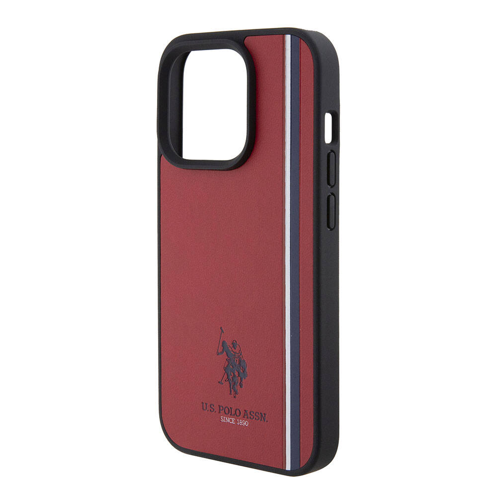 Apple iPhone 15 Uyumlu Pro Uyumlu Kılıf U.S. Polo Assn. Orjinal Lisanslı Üç Renk Şerit Tasarımlı Baskı Logolu Kapak - 19