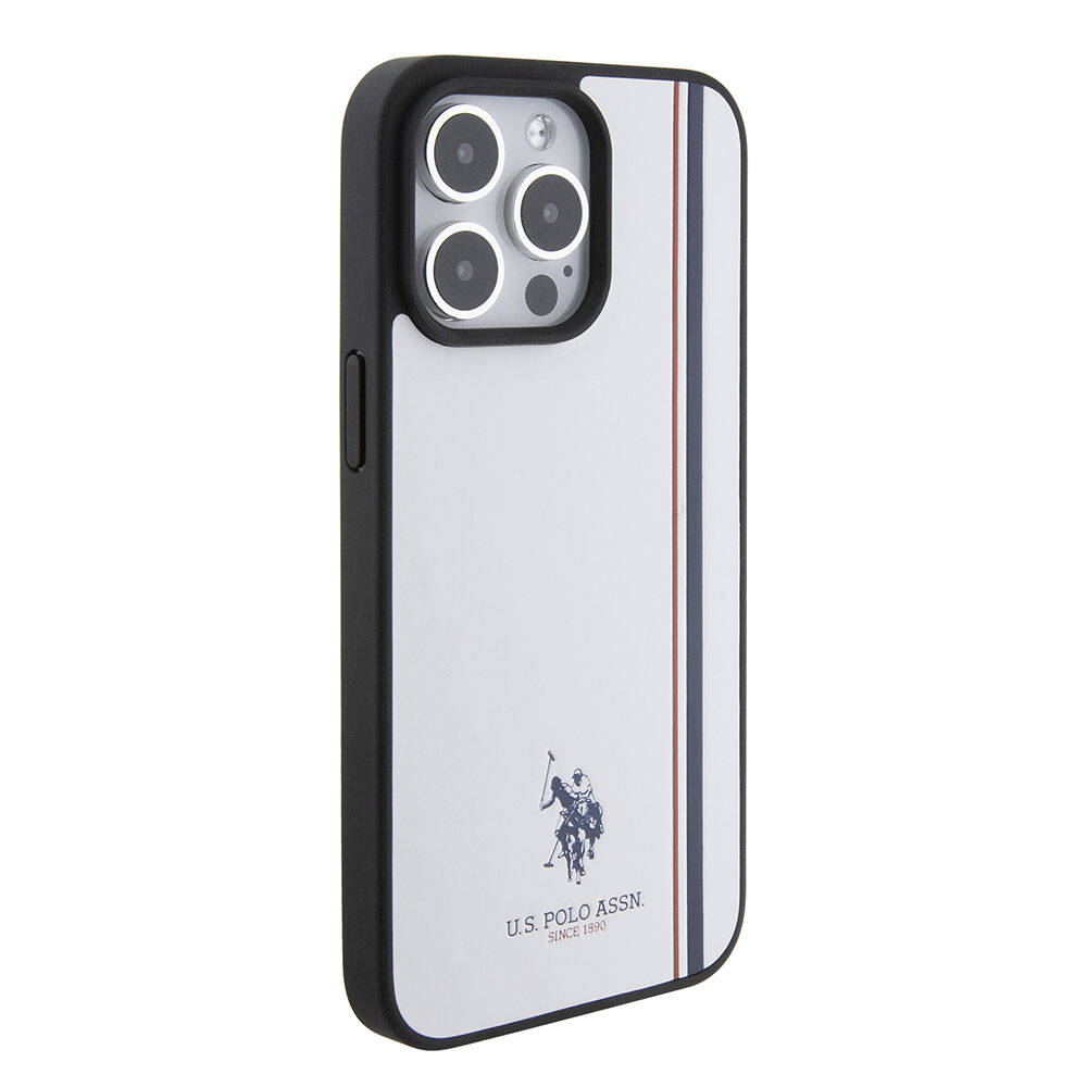Apple iPhone 15 Uyumlu Pro Uyumlu Kılıf U.S. Polo Assn. Orjinal Lisanslı Üç Renk Şerit Tasarımlı Baskı Logolu Kapak - 24