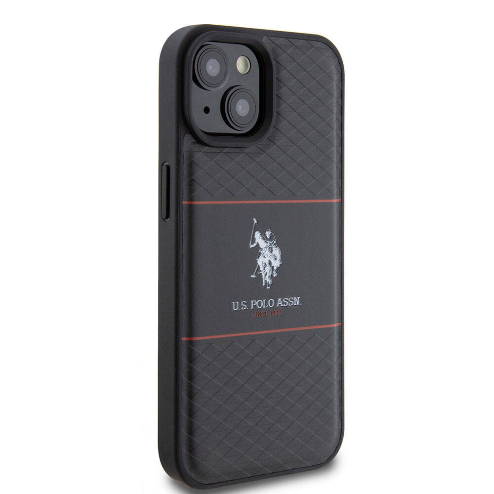 Apple iPhone 15 Uyumlu Kılıf U.S. Polo Assn. Orjinal Lisanslı Deri Şeritli Logo Dizayn Kapak - 10