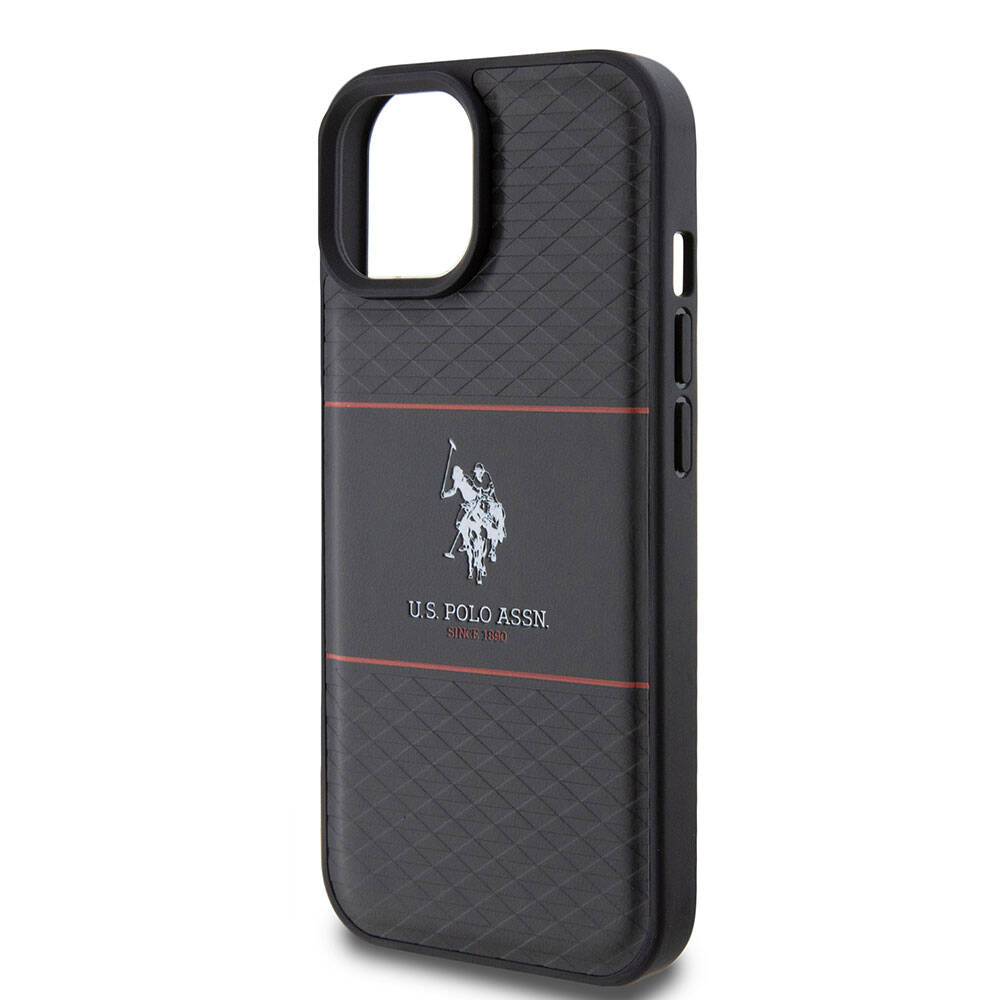 Apple iPhone 15 Uyumlu Kılıf U.S. Polo Assn. Orjinal Lisanslı Deri Şeritli Logo Dizayn Kapak - 12