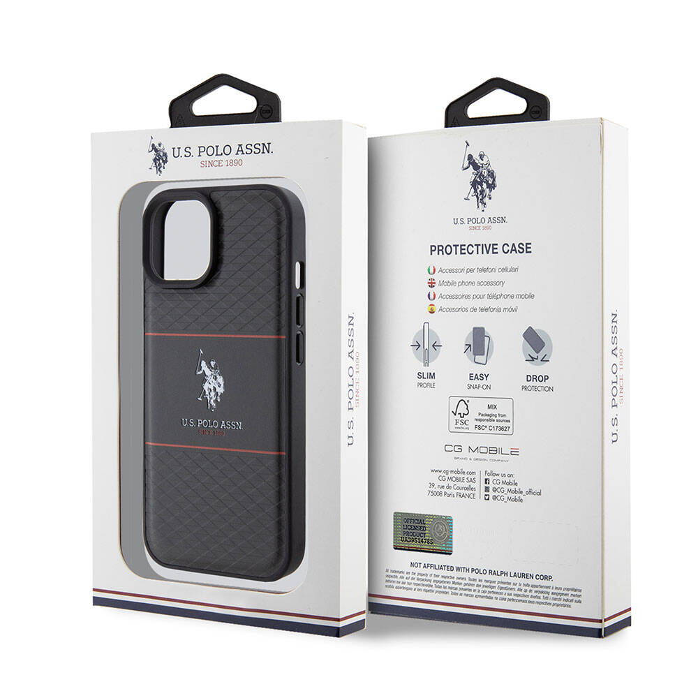 Apple iPhone 15 Uyumlu Kılıf U.S. Polo Assn. Orjinal Lisanslı Deri Şeritli Logo Dizayn Kapak - 14