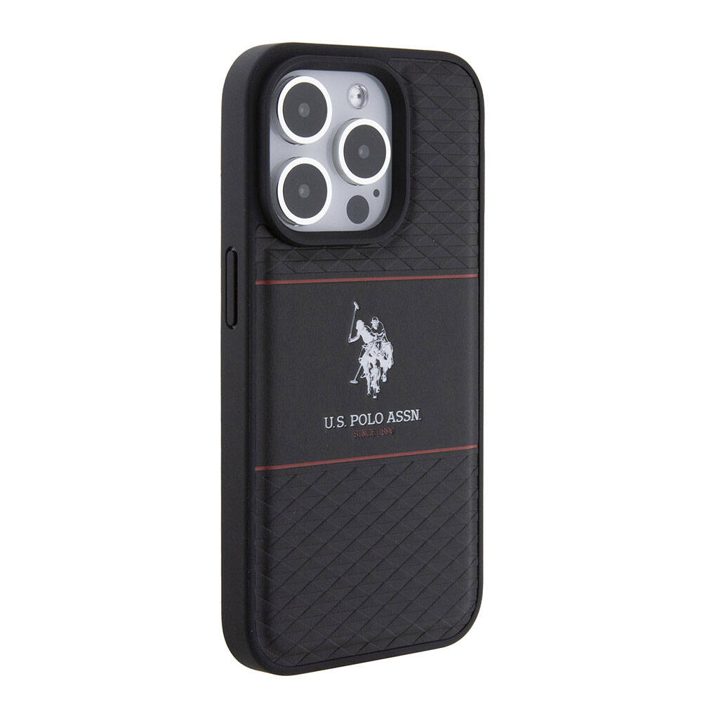 Apple iPhone 15 Uyumlu Pro Uyumlu Kılıf U.S. Polo Assn. Orjinal Lisanslı Deri Şeritli Logo Dizayn Kapak - 10