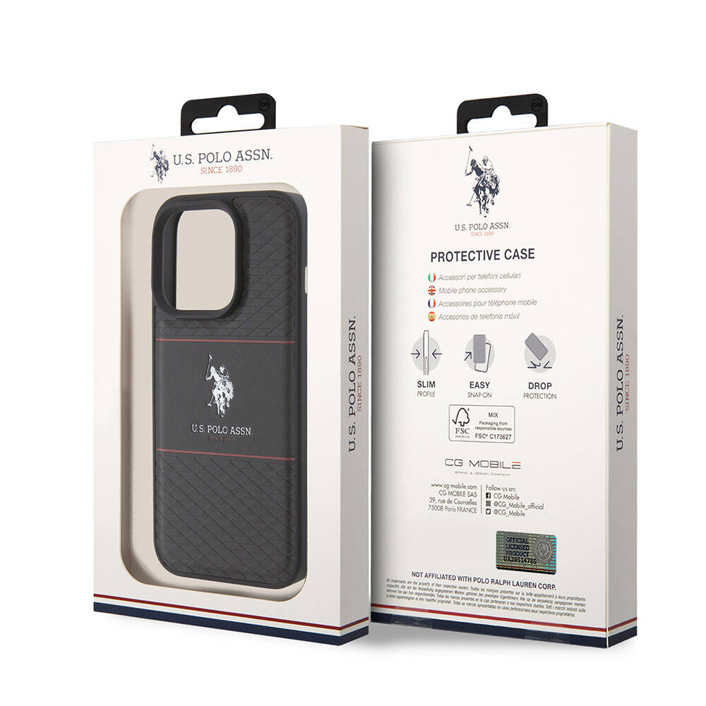 Apple iPhone 15 Uyumlu Pro Uyumlu Kılıf U.S. Polo Assn. Orjinal Lisanslı Deri Şeritli Logo Dizayn Kapak - 14