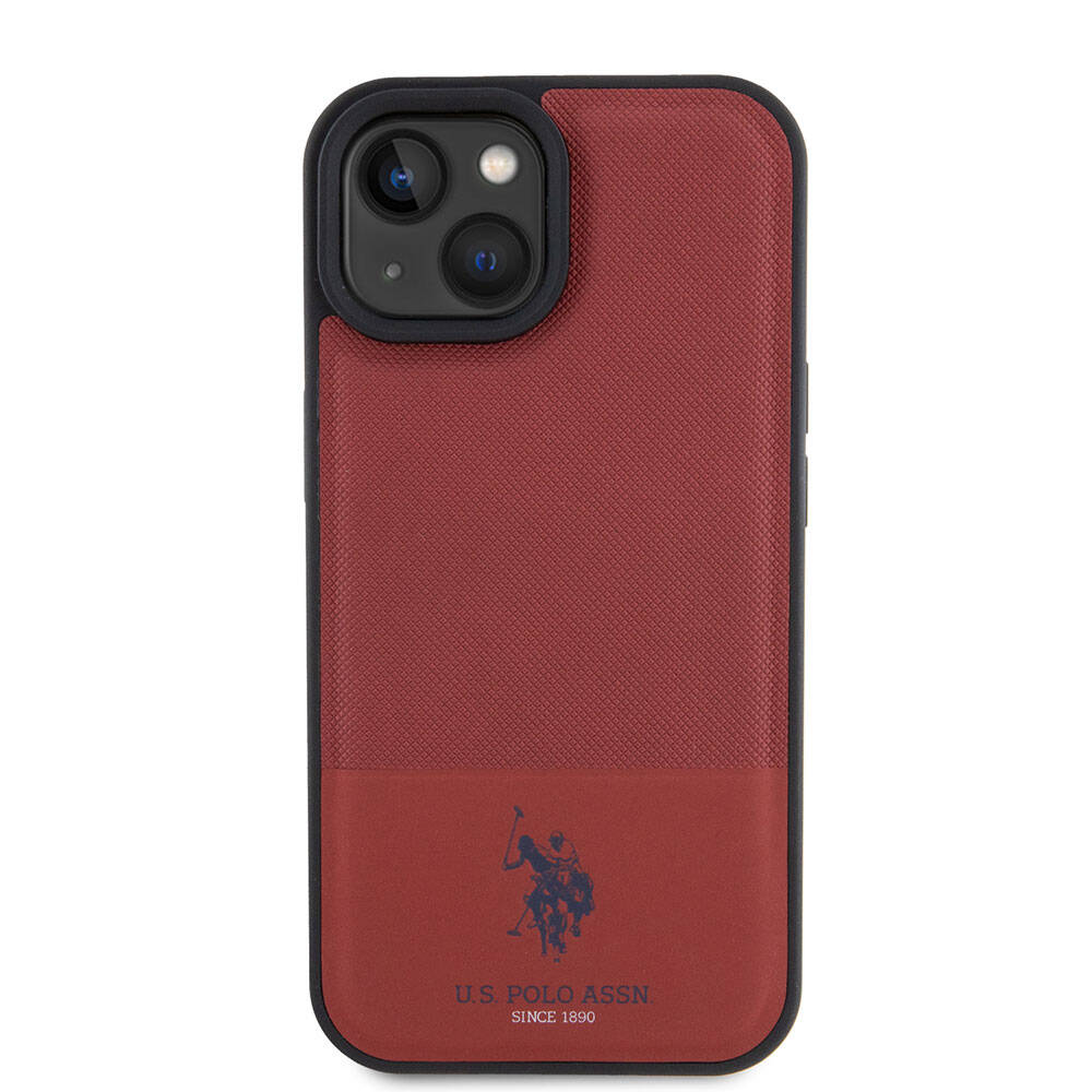 Apple iPhone 15 Uyumlu Kılıf U.S. Polo Assn. Orjinal Lisanslı Suni Deri Arka Yüzey Baskı Logolu Örgü Desenli Kapak - 23
