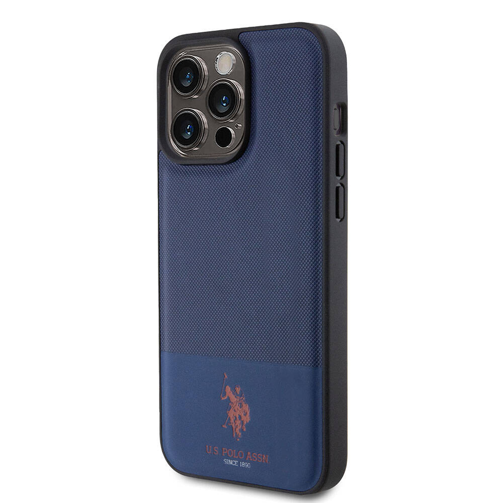 Apple iPhone 15 Uyumlu Pro Uyumlu Kılıf U.S. Polo Assn. Orjinal Lisanslı Suni Deri Arka Yüzey Baskı Logolu Örgü Desenli Kapak - 22