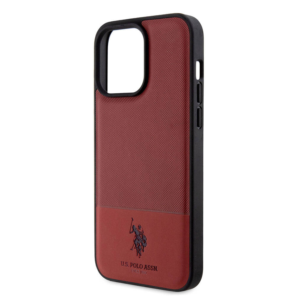 Apple iPhone 15 Uyumlu Pro Uyumlu Max Uyumlu Kılıf U.S. Polo Assn. Orjinal Lisanslı Suni Deri Arka Yüzey Baskı Logolu Örgü Desenli Kapak - 26