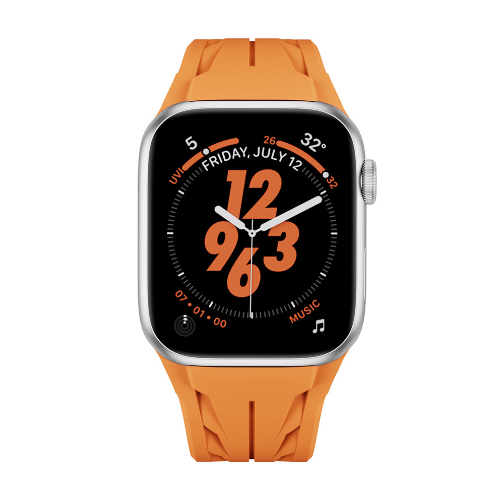 Apple Watch 42mm Uyumlu KRD-127 Metal Tokalı Silikon Kordon - 1