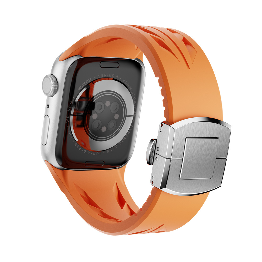 Apple Watch 42mm Uyumlu KRD-127 Metal Tokalı Silikon Kordon - 3