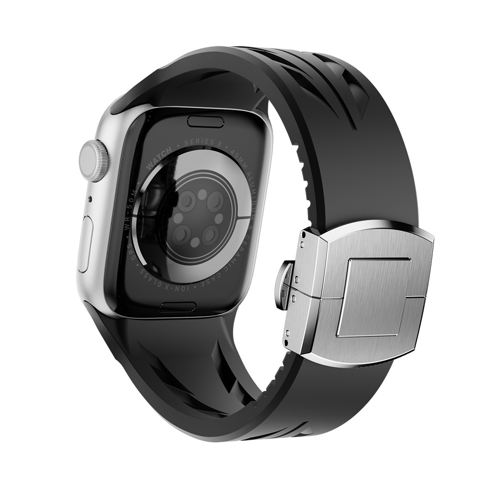Apple Watch 42mm Uyumlu KRD-127 Metal Tokalı Silikon Kordon - 7