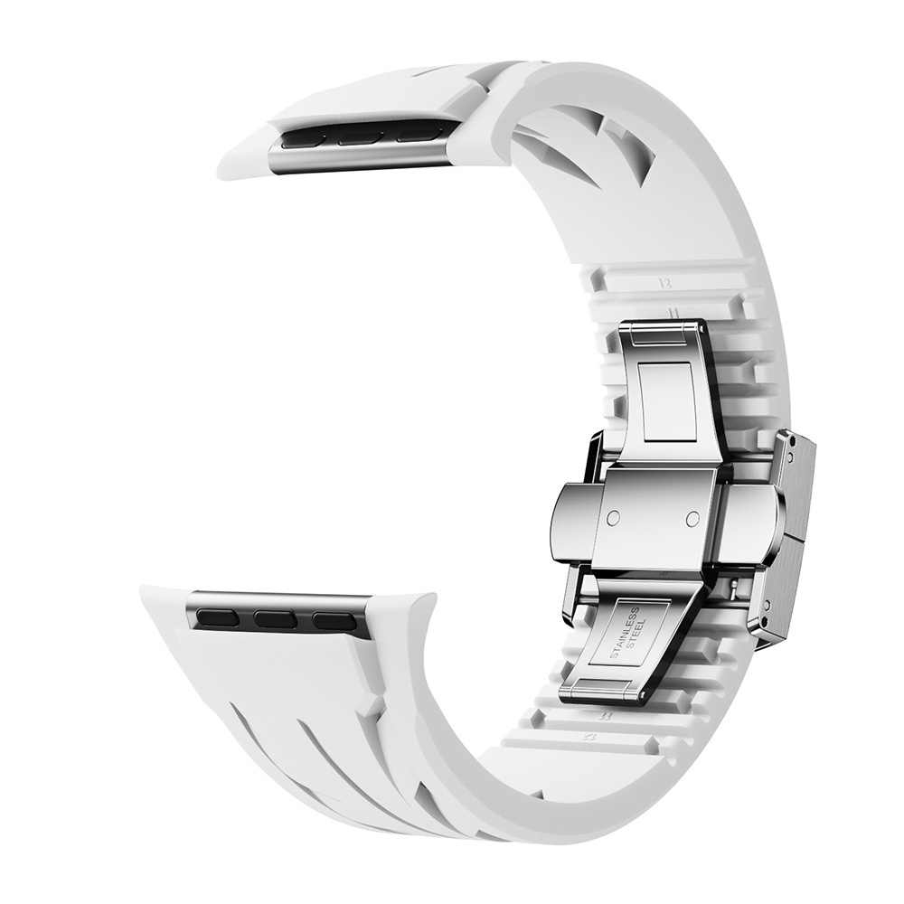 Apple Watch 42mm Uyumlu KRD-127 Metal Tokalı Silikon Kordon - 10