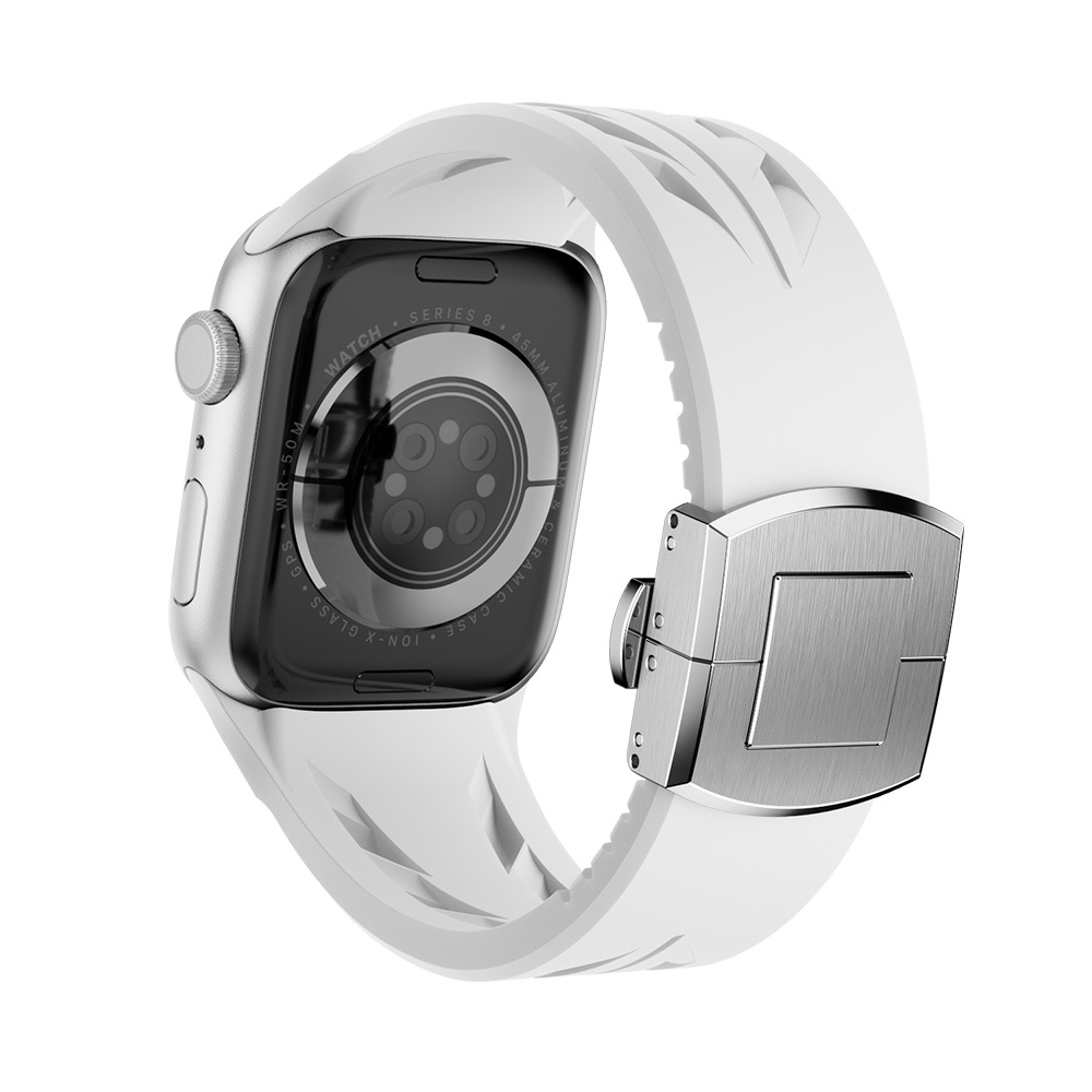 Apple Watch 42mm Uyumlu KRD-127 Metal Tokalı Silikon Kordon - 11
