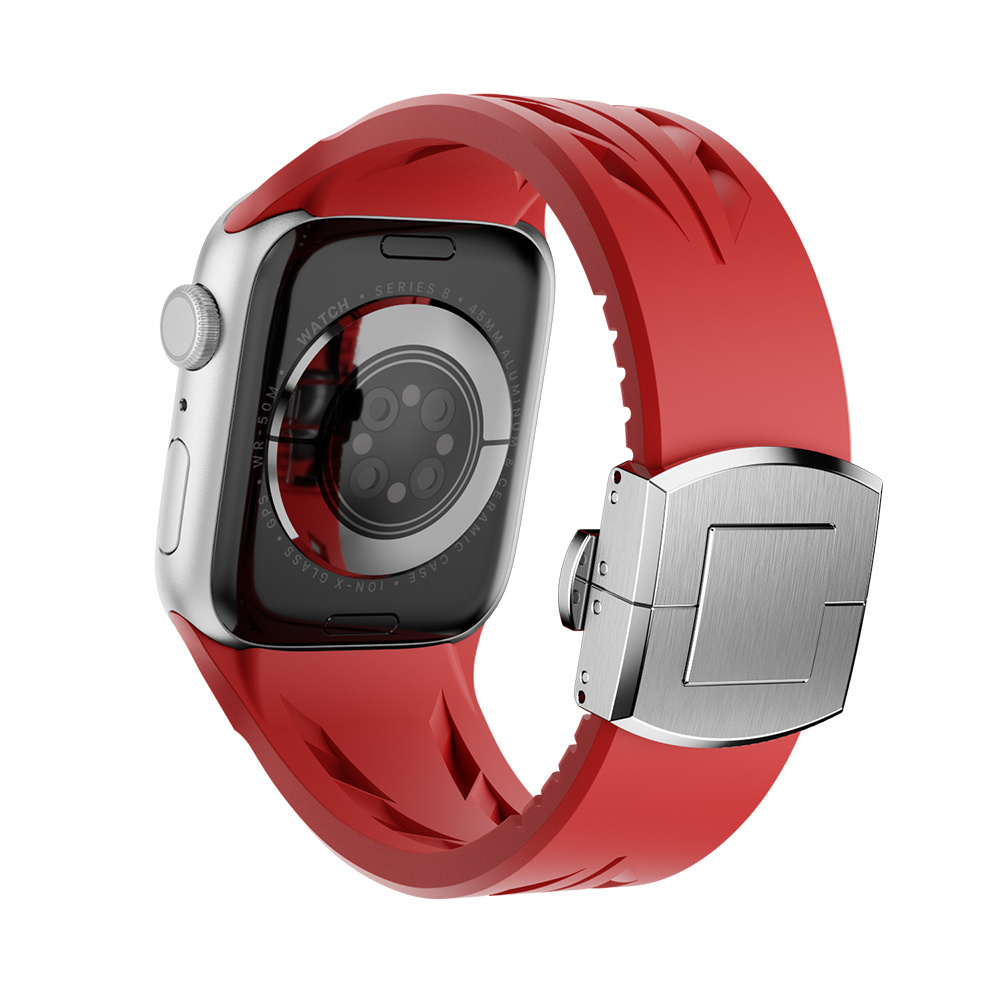 Apple Watch 42mm Uyumlu KRD-127 Metal Tokalı Silikon Kordon - 15