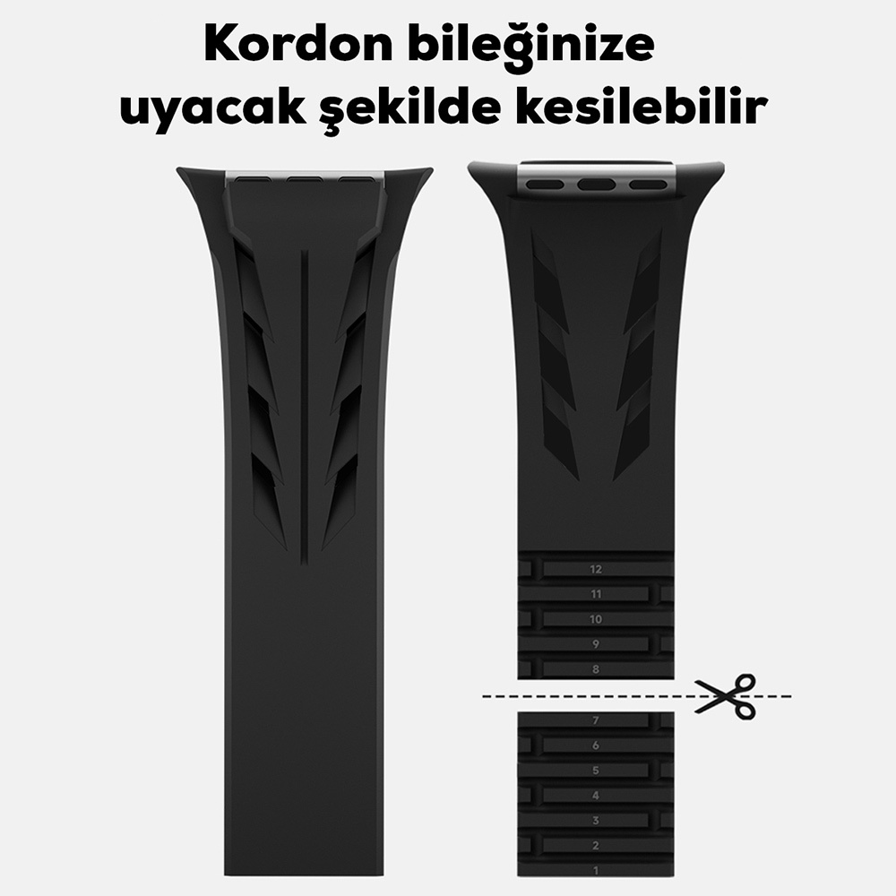 Apple Watch 42mm Uyumlu KRD-127 Metal Tokalı Silikon Kordon - 17