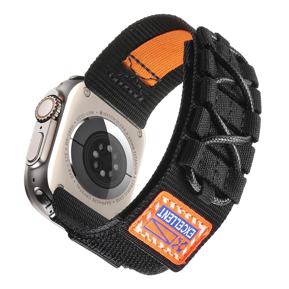Apple Watch Ultra 49mm Uyumlu Zore KRD-112 Orbital Örgülü Halat Tasarımlı Naylon Kumaş Hasır Kordon - 3