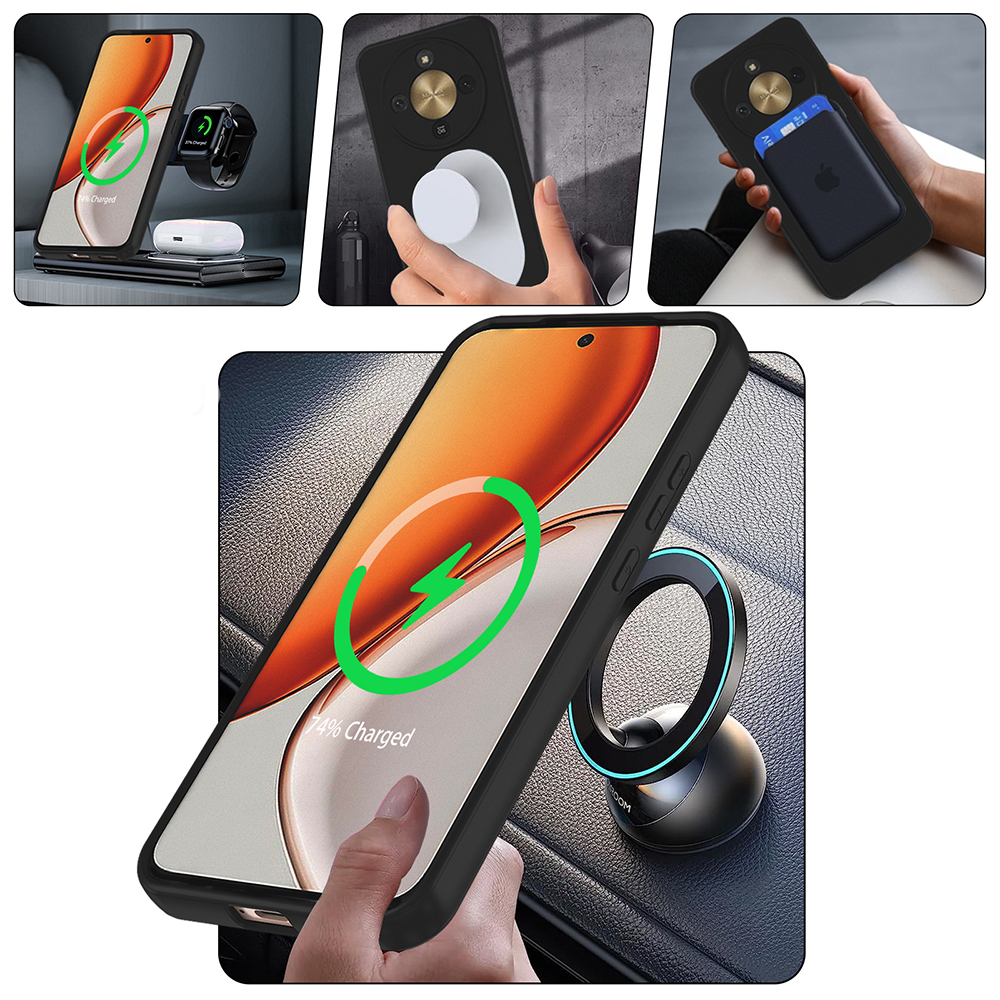 Honor Magic 8 Lite 5G Kılıf M-safe Şarj Özellikli Standlı Zore Samara Kapak - 3