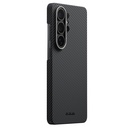 Samsung Galaxy S2 Uyumlu6 Ultra Kılıf M-safe Şarj Özellikli 600D Aramid Fiber Pitaka Ultra-Slim Classic Serisi Black-Grey Twill Kapak - 1