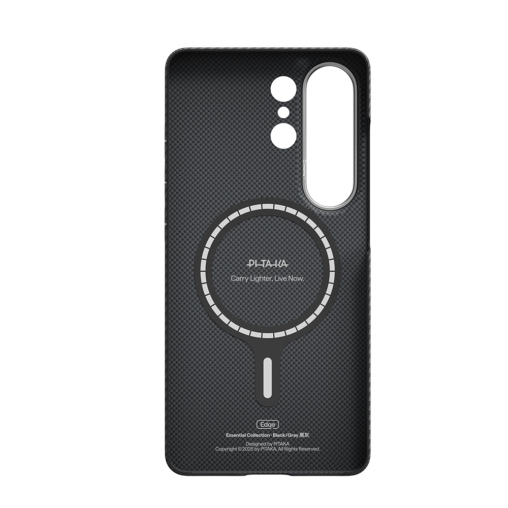 Samsung Galaxy S2 Uyumlu6 Ultra Kılıf M-safe Şarj Özellikli 600D Aramid Fiber Pitaka Ultra-Slim Classic Serisi Black-Grey Twill Kapak - 4