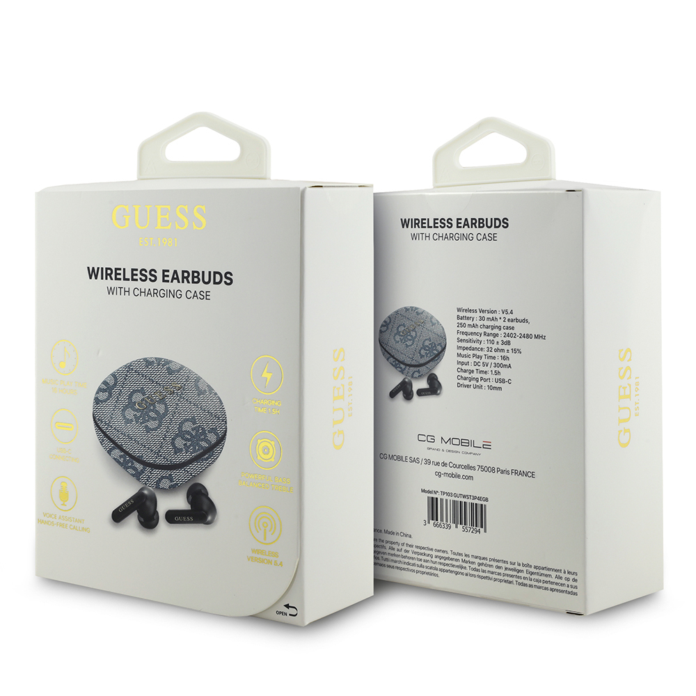 Guess Orjinal Lisanslı PU 4G Desenli Klasik Metal Yazı Logolu TWS Kulak İçi Bluetooth Kulaklık - 5