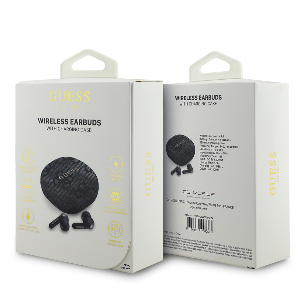 Guess Orjinal Lisanslı PU 4G Desenli Klasik Metal Yazı Logolu TWS Kulak İçi Bluetooth Kulaklık - 10