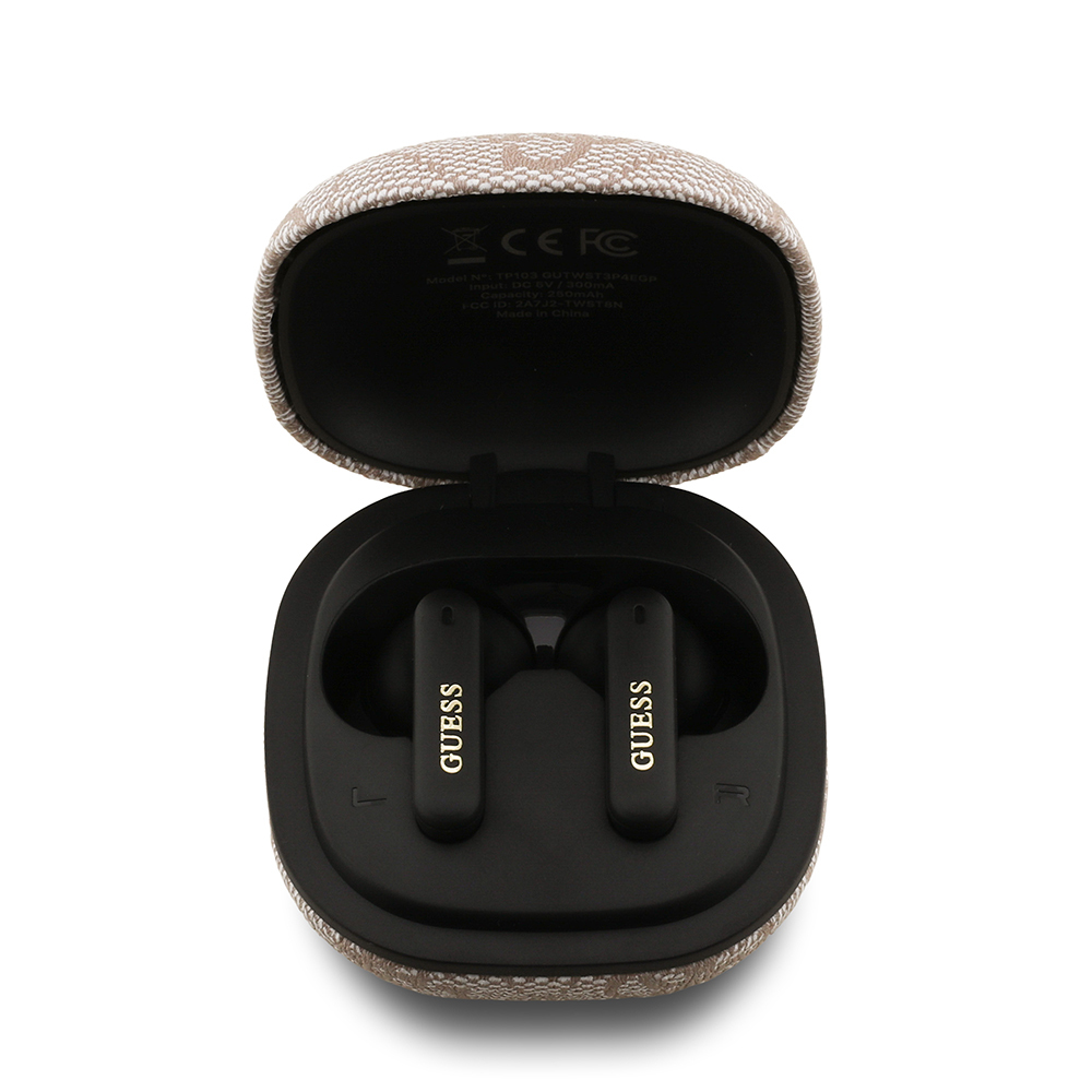 Guess Orjinal Lisanslı PU 4G Desenli Klasik Metal Yazı Logolu TWS Kulak İçi Bluetooth Kulaklık - 12