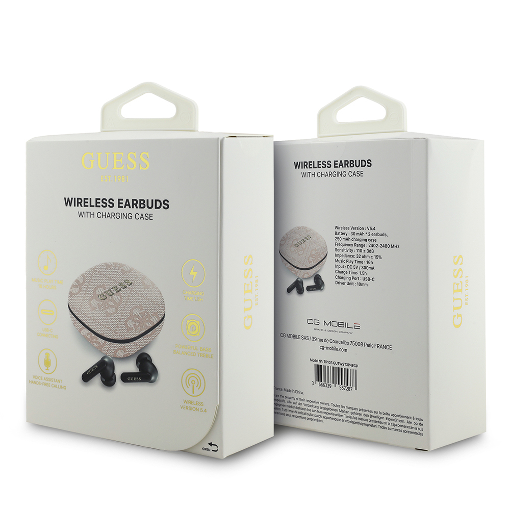 Guess Orjinal Lisanslı PU 4G Desenli Klasik Metal Yazı Logolu TWS Kulak İçi Bluetooth Kulaklık - 15
