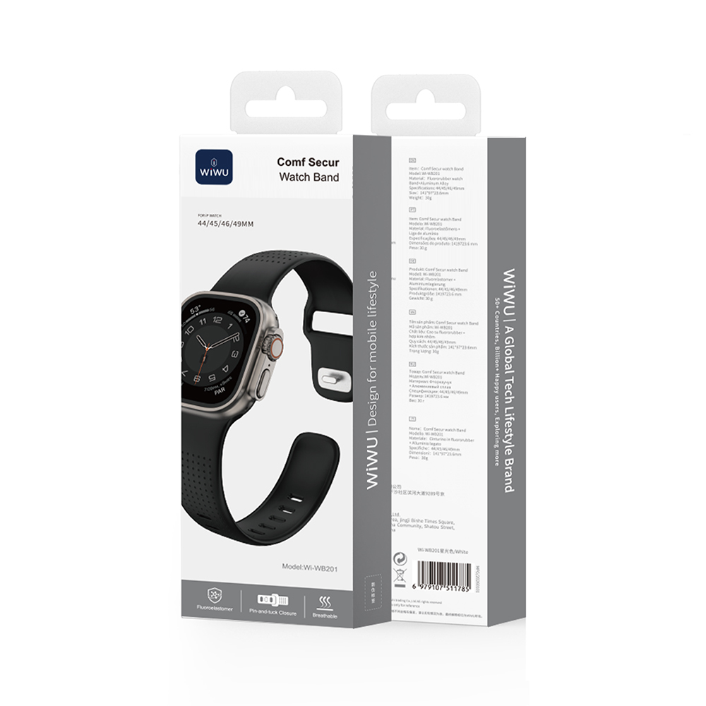 Apple Watch 7 45mm Uyumlu Wiwu Wi-WB0201 Comf Secur Serisi Silikon Kordon - 4