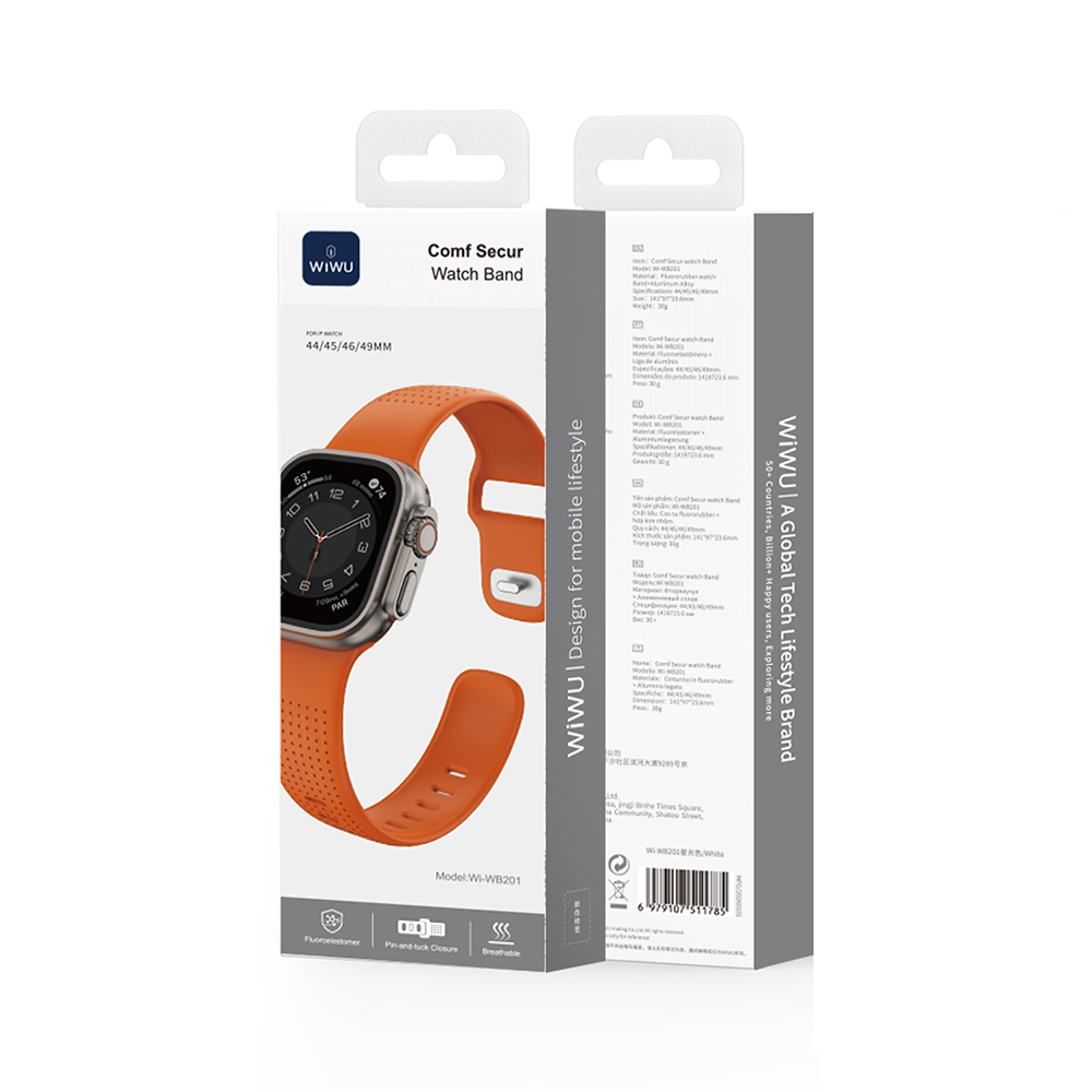 Apple Watch 7 45mm Uyumlu Wiwu Wi-WB0201 Comf Secur Serisi Silikon Kordon - 6