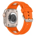 Apple Watch Ultra 49mm Uyumlu Zore KRD-117 Hava Alabilen Delikli Metal Süslemeli Desenli Silikon Kordon - 1