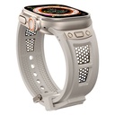 Apple Watch Ultra 49mm Uyumlu Zore KRD-117 Hava Alabilen Delikli Metal Süslemeli Desenli Silikon Kordon - 4