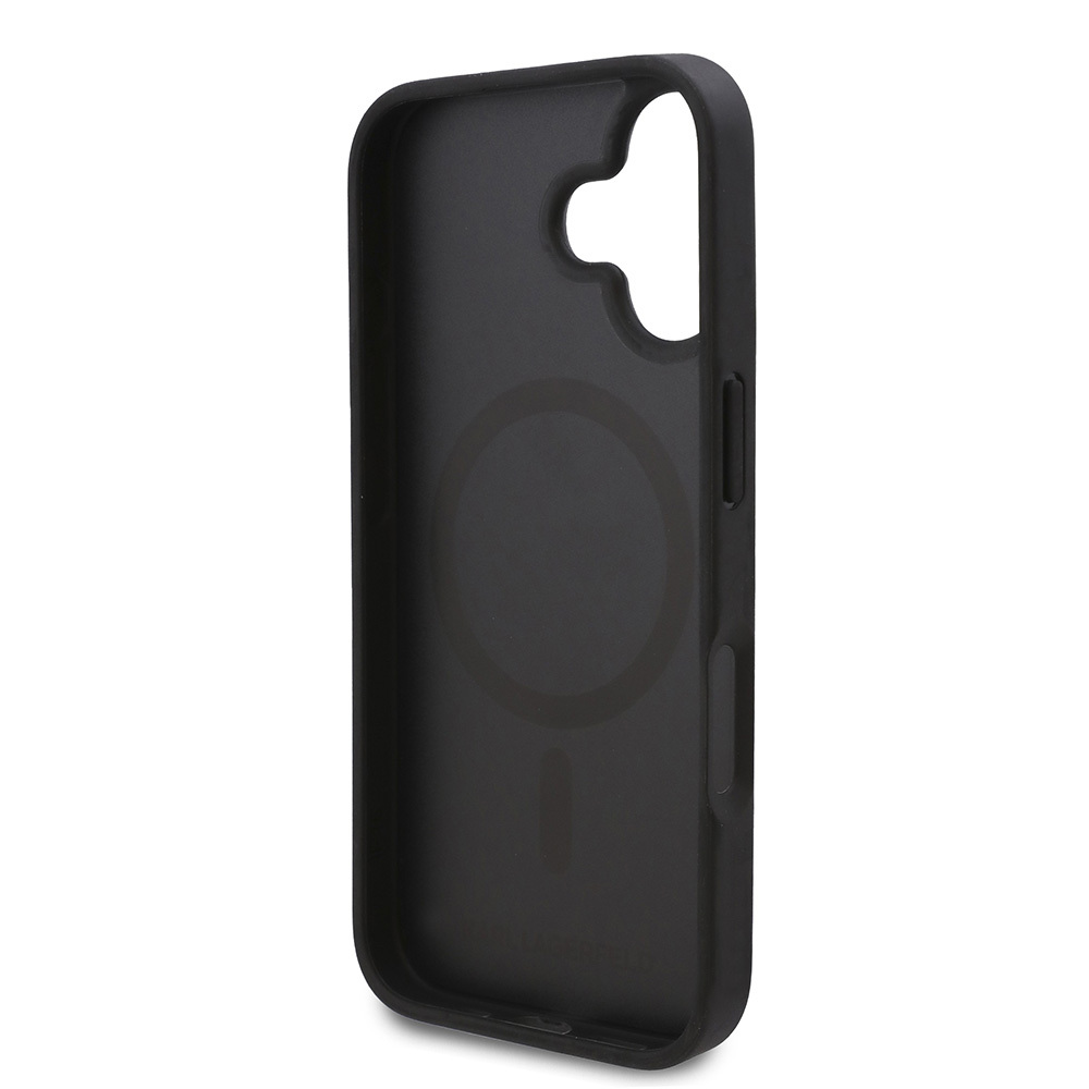 Apple iPhone 16 Uyumlu Plus Uyumlu Kılıf Karl Lagerfeld Orjinal Lisanslı M-safe Şarj Özellikli KL Yazılı Hot Stamp Kapak - 6