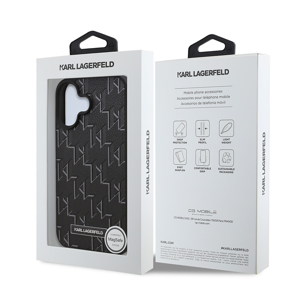 Apple iPhone 16 Uyumlu Plus Uyumlu Kılıf Karl Lagerfeld Orjinal Lisanslı M-safe Şarj Özellikli KL Yazılı Hot Stamp Kapak - 7
