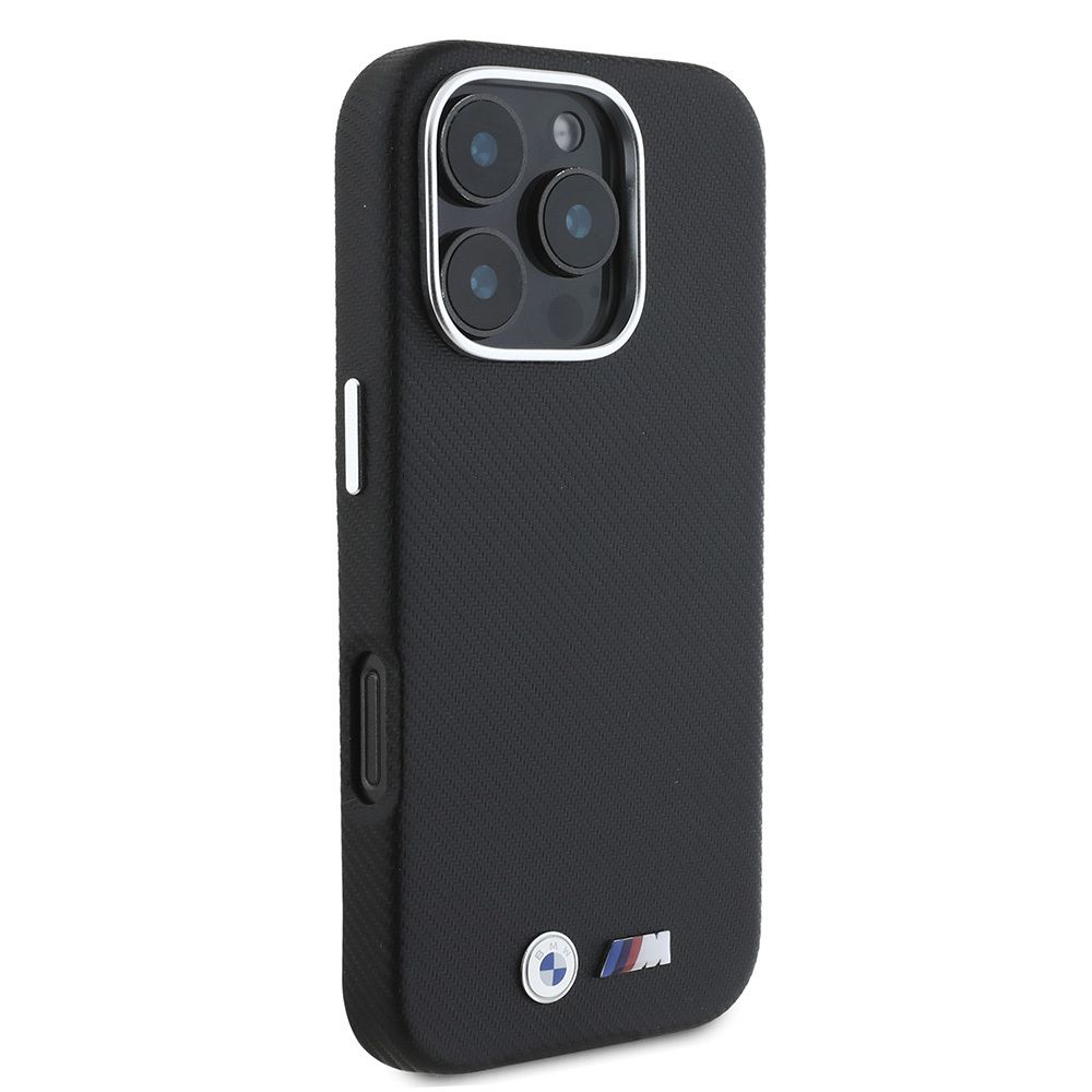 Apple iPhone 16 Uyumlu Pro Uyumlu Max Uyumlu Kılıf BMW Orjinal Lisanslı Tam Sarılmış Kevlar Tasarımlı Metal Logo Suni Deri Kapak - 3