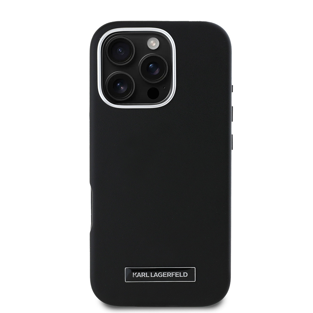 Apple iPhone 16 Uyumlu Pro Uyumlu Kılıf Karl Lagerfeld Orjinal Lisanslı M-safe Şarj Özellikli Metal Kamera ve Buton Tasarımlı Plaka Logolu PU Deri Kapak - 2