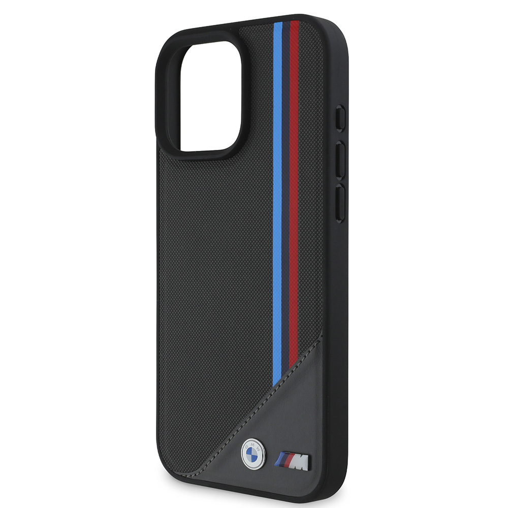 Apple iPhone 16 Uyumlu Plus Uyumlu Kılıf BMW Orjinal Lisanslı M-safe Şarj Özellikli M Logolu Üç Çizgili Dikiş Detaylı Meshed Tricolor Stripes Kapak - 3