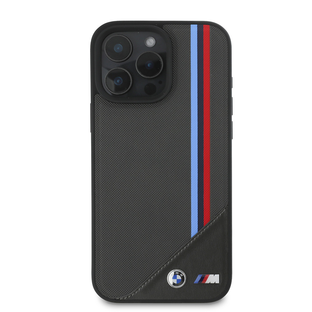 Apple iPhone 16 Uyumlu Plus Uyumlu Kılıf BMW Orjinal Lisanslı M-safe Şarj Özellikli M Logolu Üç Çizgili Dikiş Detaylı Meshed Tricolor Stripes Kapak - 4