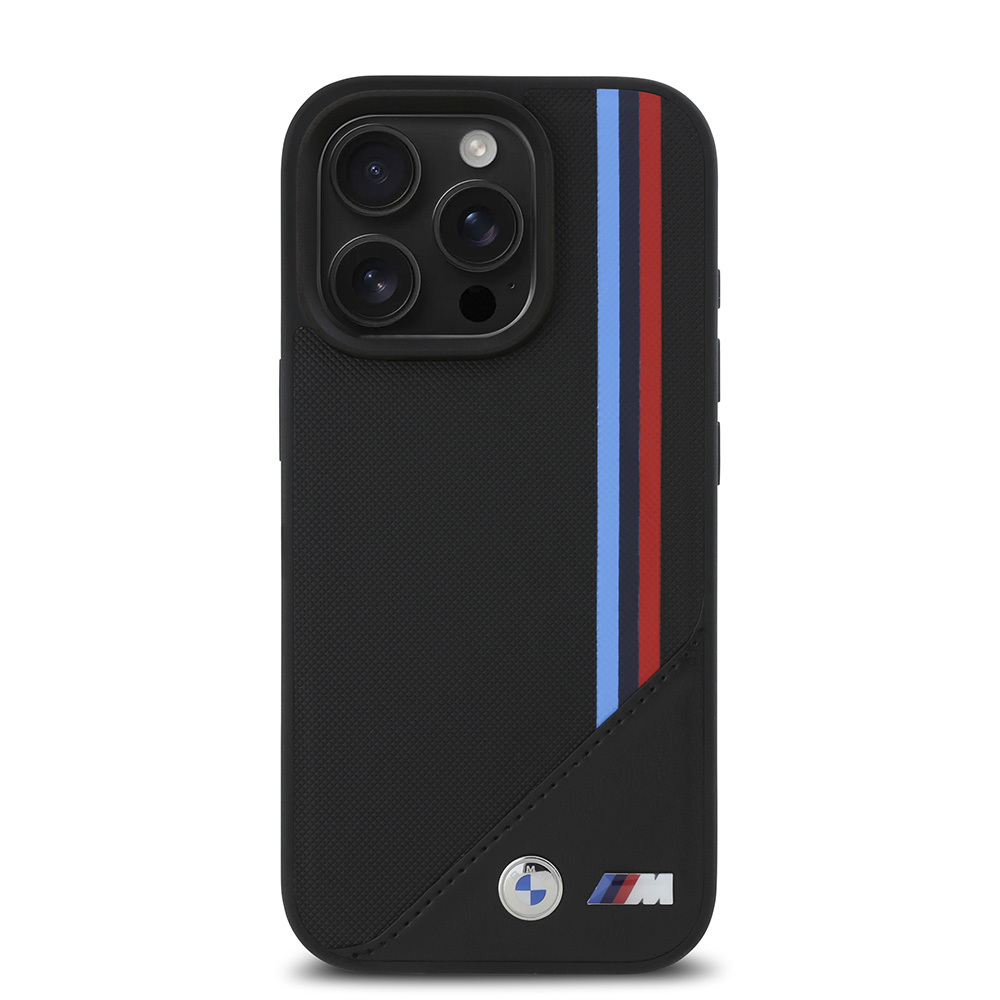 Apple iPhone 16 Uyumlu Pro Uyumlu Max Uyumlu Kılıf BMW Orjinal Lisanslı M-safe Şarj Özellikli M Logolu Üç Çizgili Dikiş Detaylı Meshed Tricolor Stripes Kapak - 3