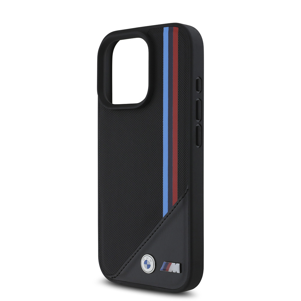 Apple iPhone 16 Uyumlu Pro Uyumlu Max Uyumlu Kılıf BMW Orjinal Lisanslı M-safe Şarj Özellikli M Logolu Üç Çizgili Dikiş Detaylı Meshed Tricolor Stripes Kapak - 6